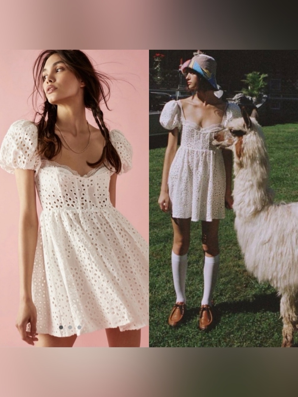 For Love & Lemons Becca Eyelet Mini Dress White Size XS - Picture 1 of 8
